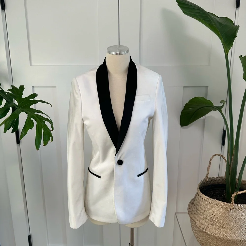 ASOS White Tuxedo Blazer with Black Trim